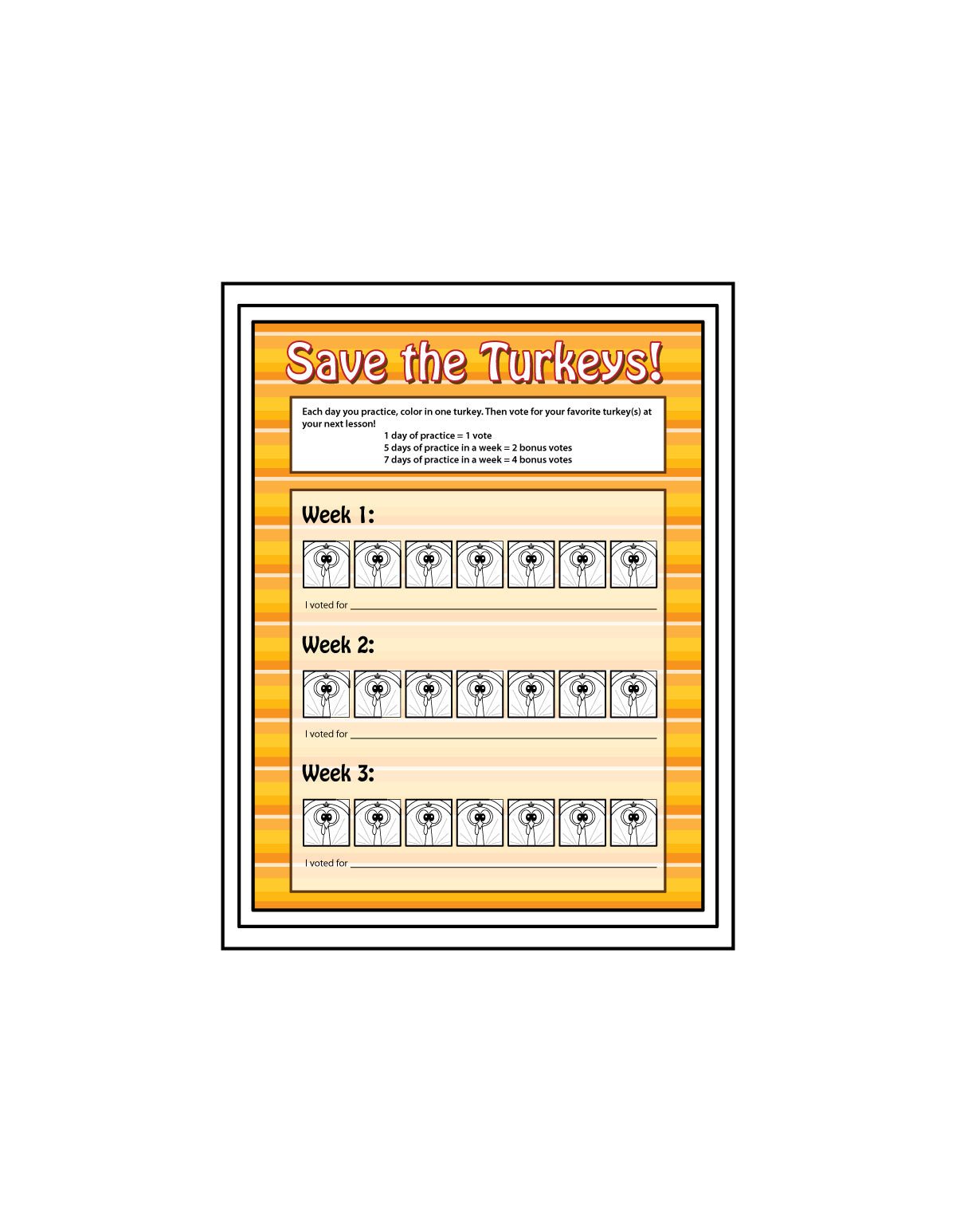 Turkey Practice Challenge Tracker